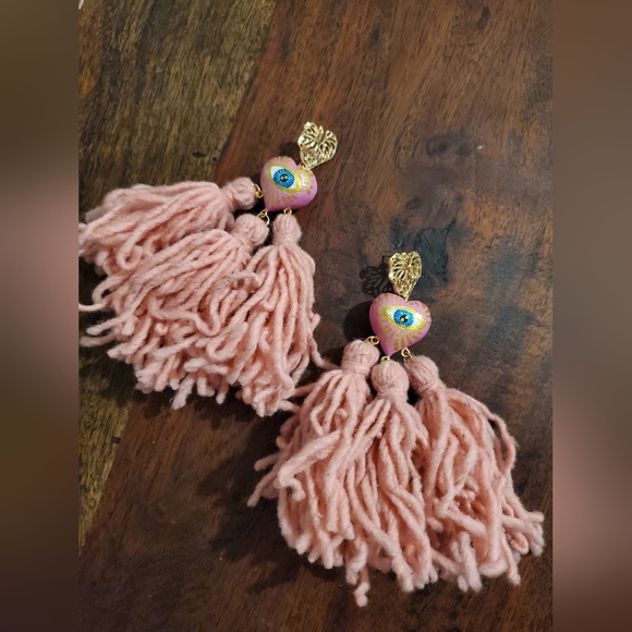 Statement lightweight earringsNatural wool organic(nature colored) - Picture 2 of 8